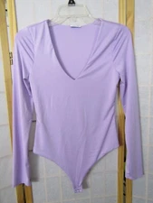 NIB Rue 21 Lilac Poly/Spandex Long Sleeve One Piece Snap Crotch Blouse Women's M