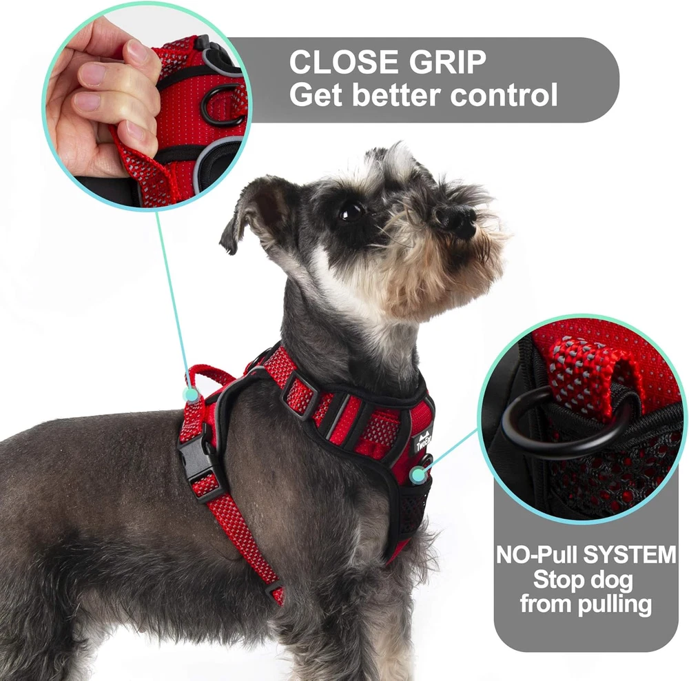 Dog Harness, No Pull Reflective Harness Front Clip Easy Control Handle Adjustabl