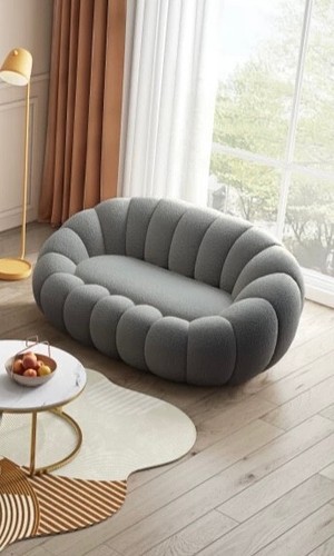 Pumpkin Sofa Chair 360° Swivel Lamb Fleece Fabric 1/2/3 Seater Lounge Set - Picture 36 of 41