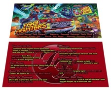 Stern Foo Fighters Pro Pinball Custom Apron Instruction Cards v3