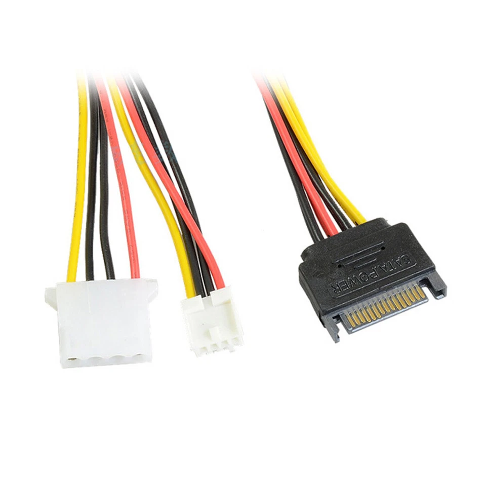 Q79 Stromkabel SATA Kabel 15pin Stecker auf 4pin Molex + 4pin Floppy Buchse 18cm - Bild 3 von 4