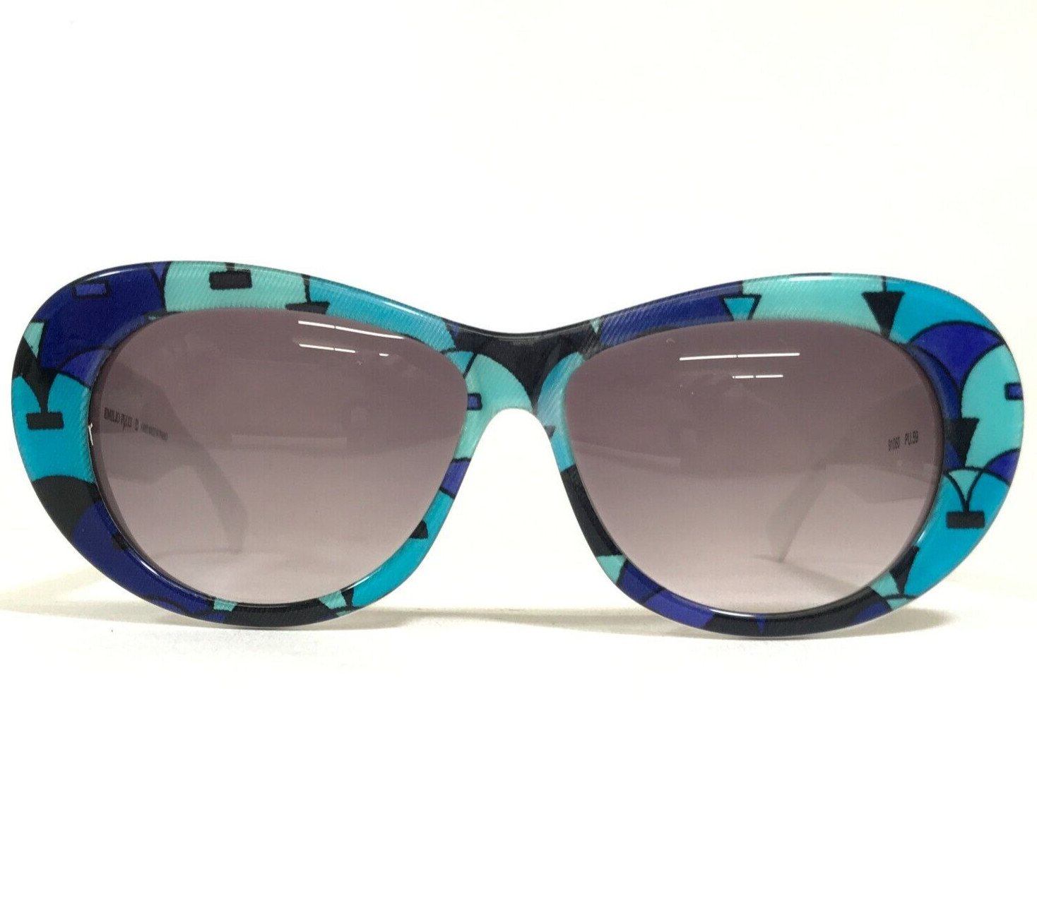 Винтажные солнцезащитные очки Emilio Pucci 91060 PU.59 с абстрактным рисунком белого, синего и зеленого цветов