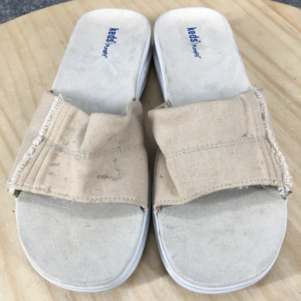 Keds Sandals Womens 9 Pure Fit Casual Slip On Slide WF23307M Beige Fabric Wedge - Image 4 of 4