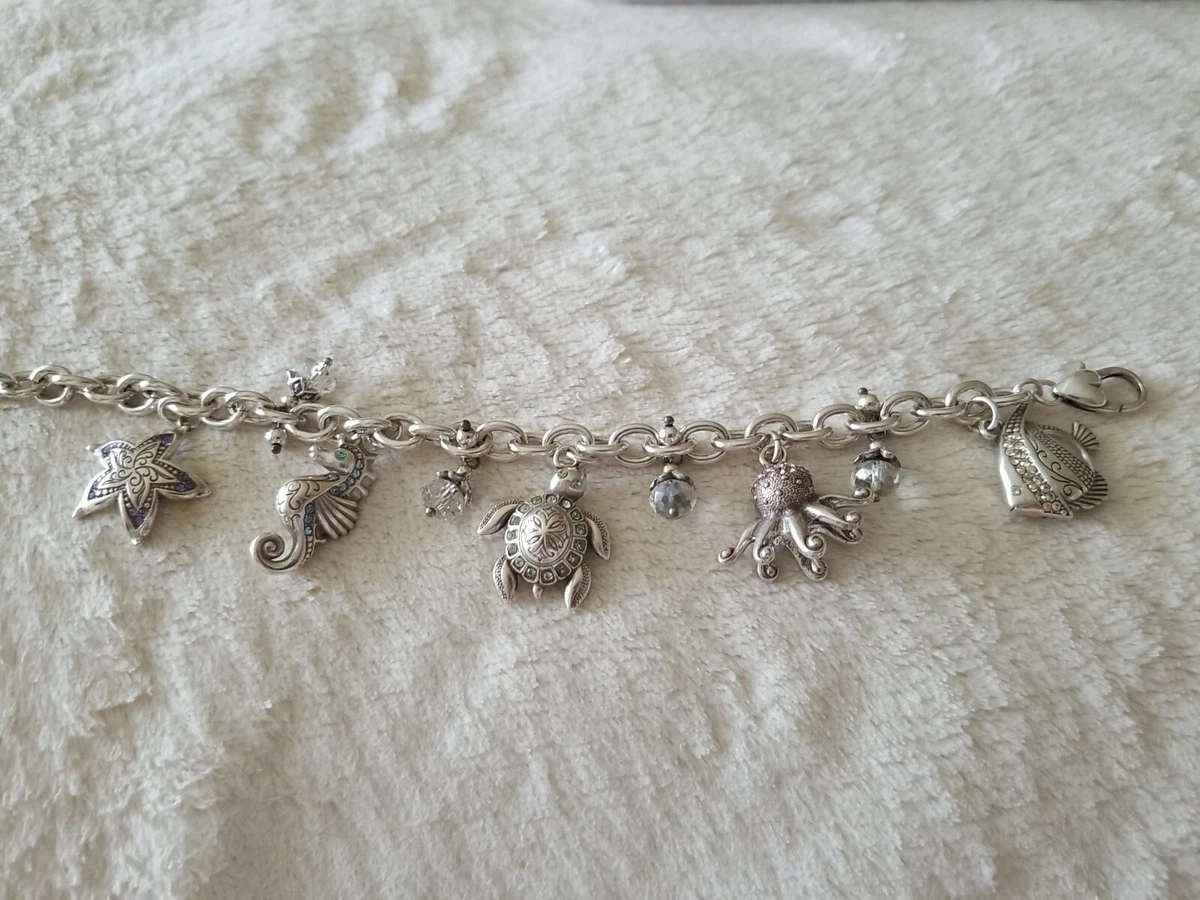 EXTRA LARGE BRIGHTON CUSTOM CHARMS CRYSTAL ACCENTS SEASIDE CHARM BRACELET