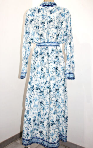 Abito maxi camicia lungo 54" Magaschoni 100% lino manica lunga con cintura tg XL $228 - Foto 13 di 19
