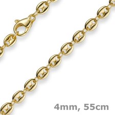 4mm Kette Collier Bohnenkette Schiffsankerkette 585 Gold Gelbgold 55cm Unisex