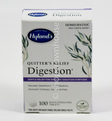 Hylands Quitters Relief DIGESTION 100 tablets Natural Relief smoking cessation