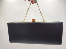 Vintage LAND A Spot Lite Black Clutch Gold Tone Chain Strap Bag Purse Elegant