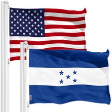 G128 Combo Pack: American USA  Honduras Honduran Flag 3x5 Ft, Both Printed 150D
