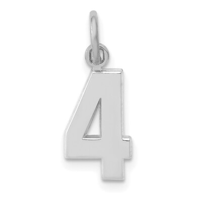 Real 14ktw Small Polished Number 4 Charm