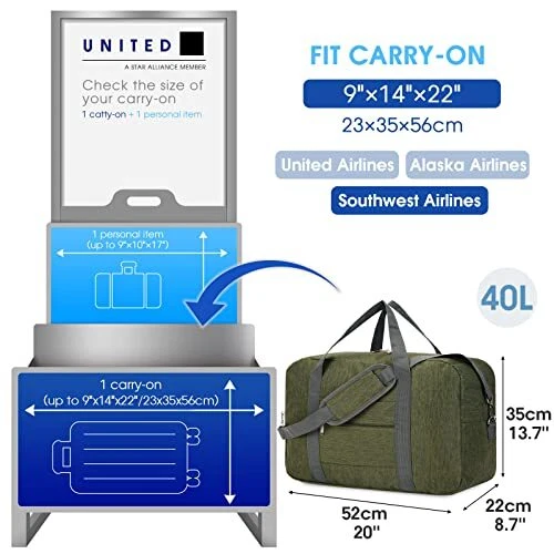 United airlines personal top item size backpack