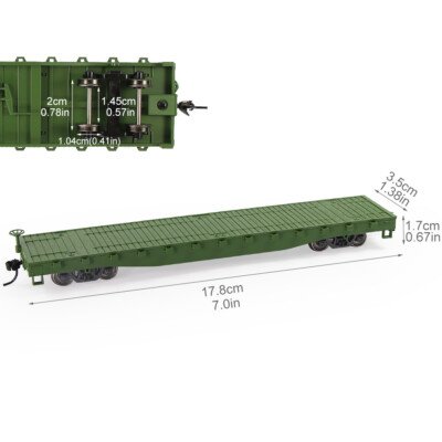 Evemodel Two Cars HO Scale 52' Flat Car 1:87 52ft Model Trains