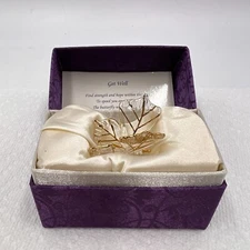 Vintage Glass Butterfly w Messenger Box by About Face Designs Gold trim