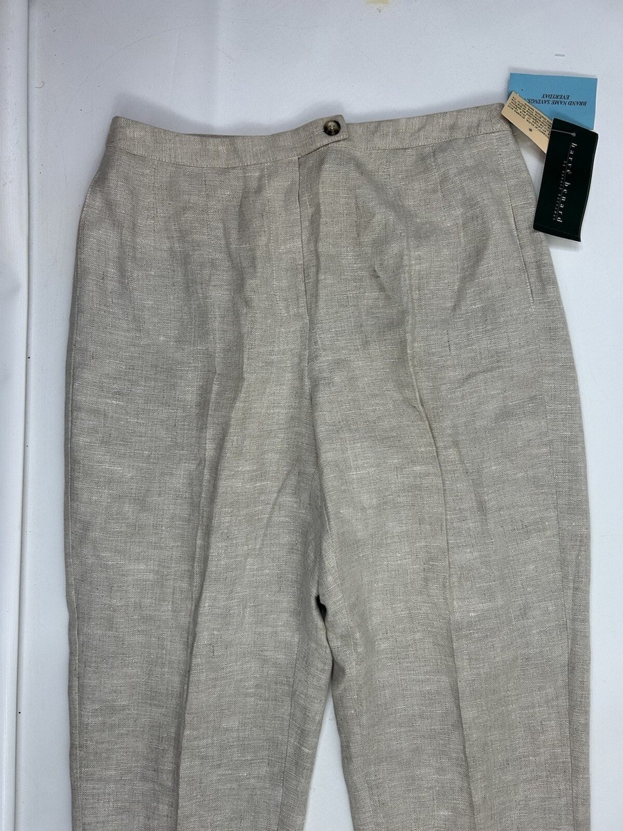 Deadstock Vintage 90s Womens 8 Linen Flat Front Tapered