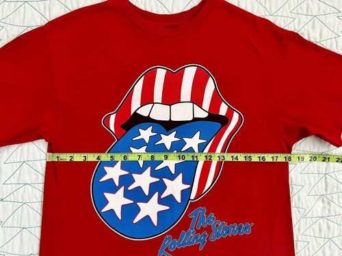 "Camiseta roja The Rolling Stones '81 Tour mediana 18"" X 27"" rayas estrellas" - Imagen 7 de 7