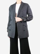 Ermanno Scervino Grey Double-breasted Wool-blend Jacket - Size Uk 8