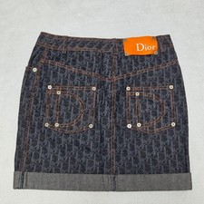 Christian Dior 2006 John Galliano Trotter Oblique Denim Mini Skirt 34 FR Orange
