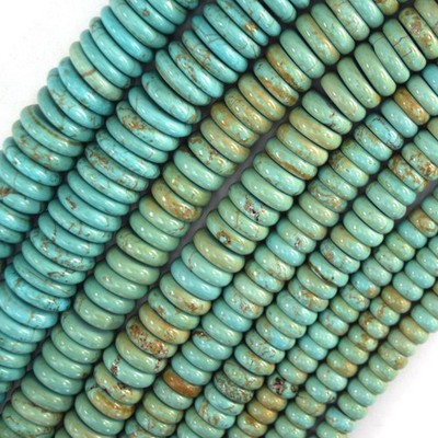 Greenish Blue Turquoise Rondelle Button Beads 15'' Strand 6mm 8mm 10mm 12mm
