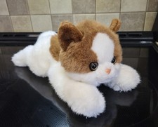 Vintage SKM "Silky" Orange/ White Cat Stuffed Animal Plush 14" Yellow Eyes HTF