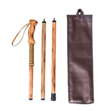 3-pc Detachable Hardwood Walking Stick Pine Handle with Compass Nature Color, 5