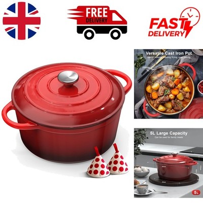 Vielseitiger 26CM Gusseisen Dutch Oven mit Deckel - Elegant backen, braten und schmoren