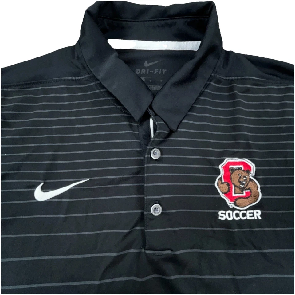 Cornell Big Red Polo Shirt Men Small Black Nike Dri Fit Performance Striped - Image 2 of 4