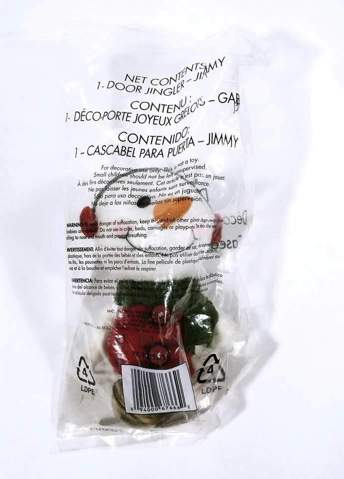 Percha de puerta de muñeco de nieve de Navidad vintage Avon 2011 ¡adorno de campana en bolsa! Foto 2 de 4