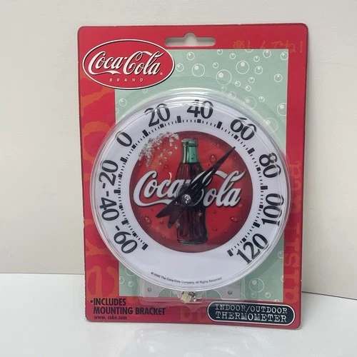 Vintage 2000 COCA-COLA Indoor/Outdoor Round Plastic Thermometer Acurite