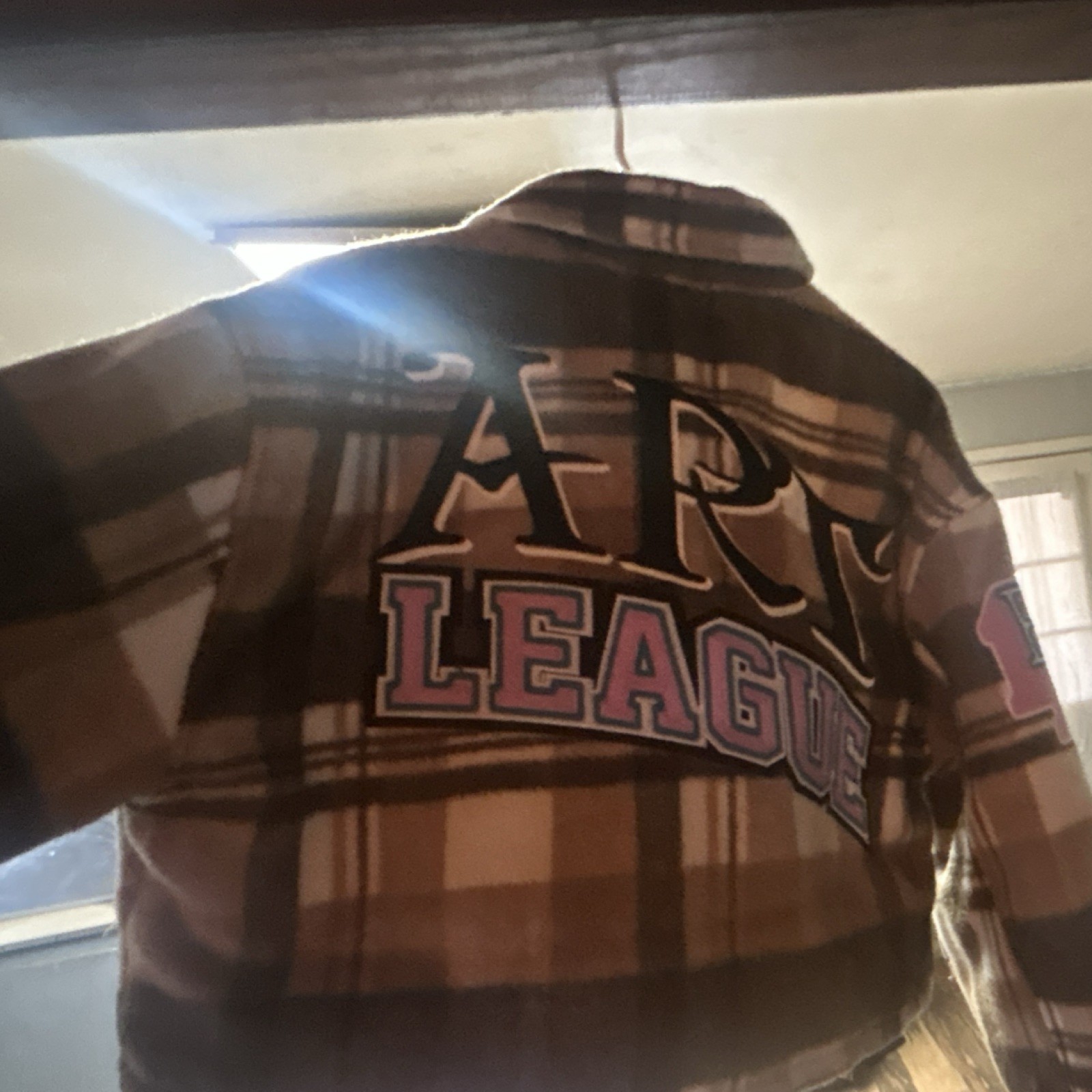 First Row Bomber Jacket L Check Pattern Button Em… - image 1