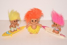 Vintage Lot Russ Troll Dolls Surfing Surf Board Hula Troll