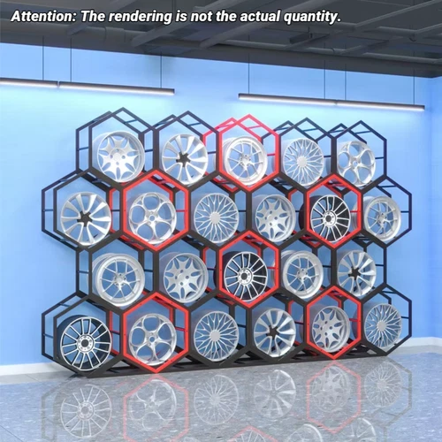 Wheel Display Rack Holds Up To 22" Wheels- Showroom Floor Rack- Black- 9 Wheels