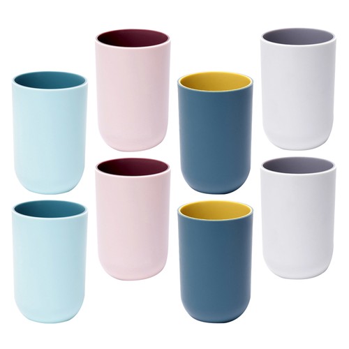 8pcs PP Toothbrush Cup Dual Color Mouthwash Tumblers Reusable Drinking Cups - Picture 6 of 12