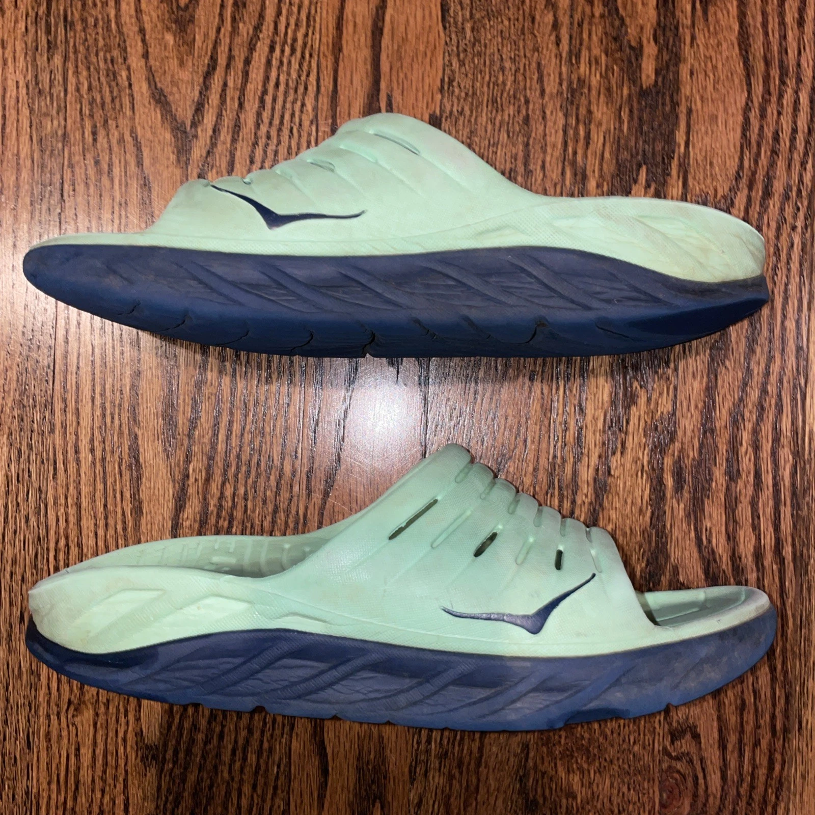 HOKA One One Sandalo ORA Recupero Verde Menta Blu Scarpe Slide Uomo Taglia 9 Donna 11