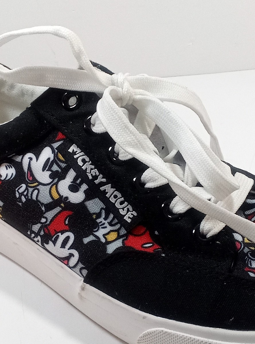 Disney Mickey Mouse Low Top Lace Up Sneakers Unisex Blck/White Red