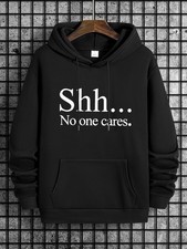 Solid Color Hooded Sweatshirt Printed Hoodie Loose Autumn Winter Wear Pullover  
