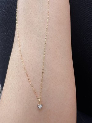 Solid 18k yellow gold necklace with .05 carat natural diamond heart pendant
