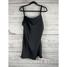 House of Harlow 1960 Dress Women's XL Black Braided Strap Cowl Neck Mini Ruched