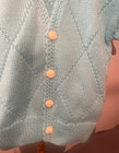baby sweater, 6-12mo, fine Italian wool, light blue, professionally knit, cardig — photo 2