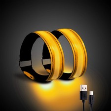 2 Pack Rechargeable LED Reflective Armband, High Brightness High Visibility N...