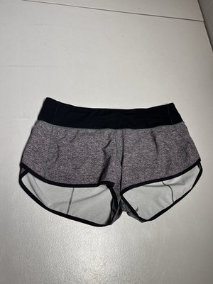 Lululemon Shorts Women s 8 Black Gray Heather Lux Run Speed Up Yoga Gym Sports