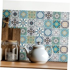 30pcs Bohemian Style Vinyl Tile Decals, 4x4inch Self-Adhesive Peel and Stick