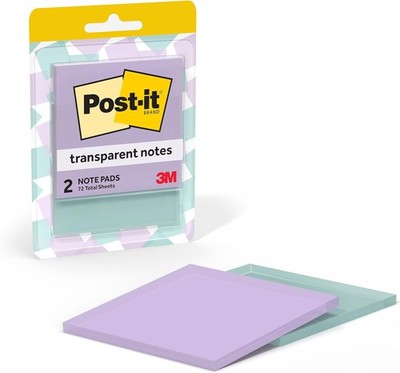Post-it Transparent Notes 2.8x2.8in Pastel 2 Pads