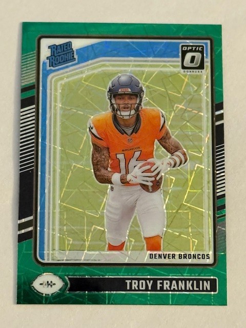 2024 Optic Green Velocity Rated Rookie Troy Franklin RC Denver Broncos 294
