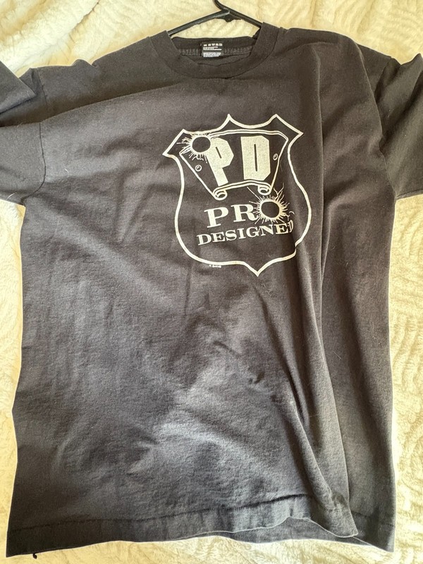 Vintage PRO-DESIGNED Designer T-Shirt Skateboarder Pads BMX Black XL "Wild Bill"