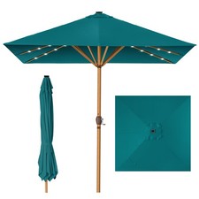 Best Choice Products Square Solar LED Lighted Umbrella Woodgrain Pattern - 9ft