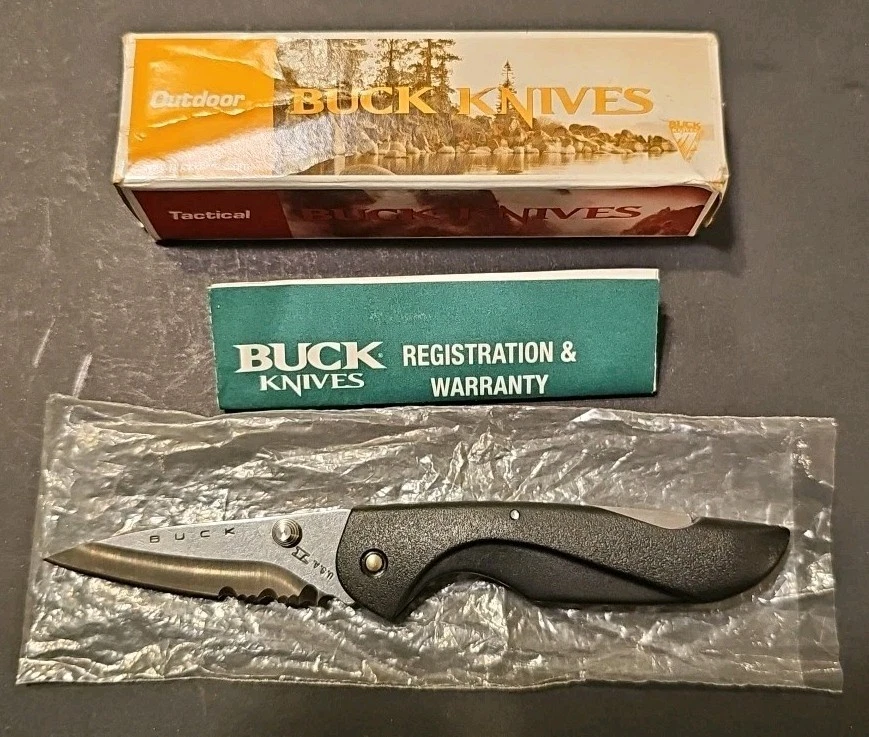 2002 Buck 463BK Mini Alpha Hunter USA Folding Knife Serrated Lockback - Image 2 of 4