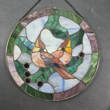 Cardinal 12" Diameter Round Hanging Acrylic Stained Glass Style Suncatcher