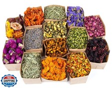 Sukh Dried Herbs Kit - Dried Botanicals Bulk,14 Bags Natural Dry Flowers and