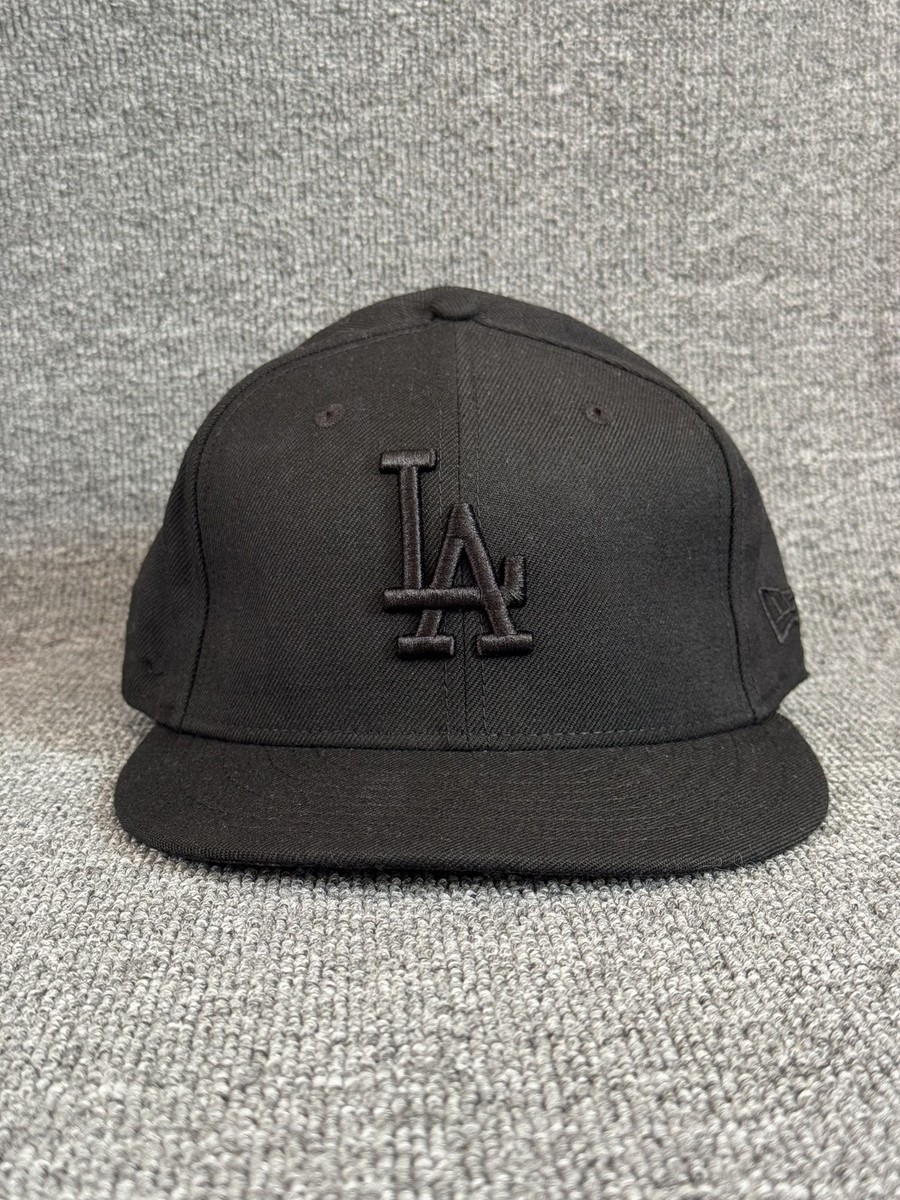 New Era Los Angeles Dodgers 9FIFTY Snapback Hat Black on Black Flat Brim One Siz