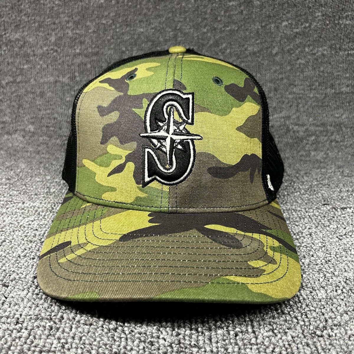 Seattle Mariners '47 Brand Camo Trucker Snapback Hat Mesh Adjustable Cap